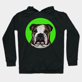 Green Pop Art Cartoon English Bulldog Puppy Hoodie